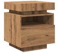 vidaXL Mesita de Noche con Luces LED Roble Artisan 40x39x48,5 cm, Armario de Cama, Mesa Auxiliar para Dormitorio, Muebles de Dormitorio, Mesa de Cama