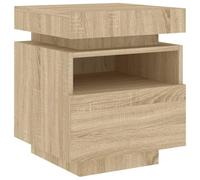Vidaxl mesita de noche con luces led roble sonoma 40x39x48,5 cm