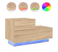 Mesita De Noche Con Luces Led Roble Sonoma 70x36x40,5 Cm Vidaxl