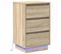 vidaXL Mesita de Noche con Luz LED Roble Sonoma 39 x 34,5 x 65 cm Madera Ingenierizada Mesa Moderna Ideal para Almacenar en el Dormitorio con un Cajón Pequeño
