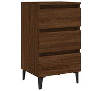 vidaXL Mesita de Noche con Patas Aparador Auxiliar Armario Cama Dormitorio Habitación Organizador Almacenaje de Metal Roble Marrón 40x35x69 cm