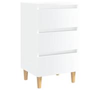 vidaXL Mesita de Noche con Patas Aparador Auxiliar Armario Cama Dormitorio Habitación Organizador Almacenamiento Blanco Brillante 40x35x69 cm Madera