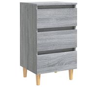 vidaXL Mesita de Noche con Patas Aparador Auxiliar Armario Cama Dormitorio Habitación Organizador Almacenaje Madera Maciza Gris Sonoma 40x35x69 cm