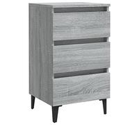 vidaXL Mesita de Noche con Patas Aparador Auxiliar Armario Cama Dormitorio Habitación Organizador Almacenaje de Metal Gris Sonoma 40x35x69 cm