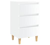 vidaXL Mesita de Noche con Patas Aparador Auxiliar Armario Cama Dormitorio Habitación Organizador Almacenamiento Blanco Brillante 40x35x69 cm Madera