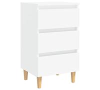 Mesita De Noche Con Patas De Madera Maciza Blanca 40x35x69 Cm Vidaxl