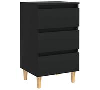 vidaXL Mesita de Noche con Patas Aparador Auxiliar Armario Cama Dormitorio Habitación Organizador Almacenamiento Negra 40x35x69 cm Madera Maciza