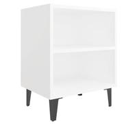 vidaXL Mesita de Noche con Patas Aparador Auxiliar Cama Armario Dormitorio Habitación Organizador Almacenamiento de Metal Blanco 40x30x50 cm