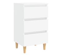 vidaXL Mesita de Noche con Patas Aparador Auxiliar Armario Cama Dormitorio Habitación Organizador Almacenamiento Blanca 40x35x69 cm Madera Maciza