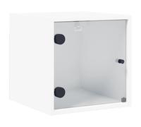 vidaXL Mesita de Noche con Puerta de Vidrio Blanco 35x37x35 cm