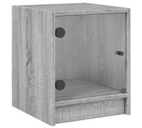 vidaXL Mesita de Noche con Puerta de Vidrio Gris Sonoma 35x37x42 cm