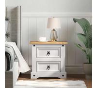 vidaXL Mesita de Noche Corona 53 x 39 cm Madera de pino , Mesa de noche rectangular, madera, mueble moderno, almacenamiento, decoración para tu hogar
