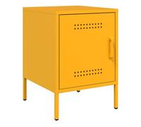 vidaXL Mesita de Noche de Acero Amarillo Mostaza 36x39x50,5 cm, Armario, mesita Auxiliar, Mesa Auxiliar, mesilla de Noche, Muebles de Dormitorio