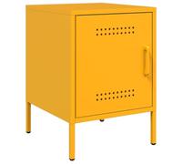 vidaXL Mesita de Noche de Acero Amarillo Mostaza 36x39x50,5 cm, Armario, mesita Auxiliar, Mesa Auxiliar, mesilla de Noche, Muebles de Dormitorio