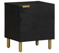 vidaXL Mesita de Noche de Madera Maciza de Mango Negra 40x33x46 cm, mesilla de Noche, Mueble de Cama, Mesa Auxiliar para Dormitorio, mesita Auxiliar