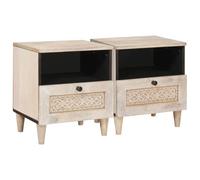 vidaXL Mesita de noche de madera maciza de mango, perfecta para el dormitorio o la sala de estar. Es una mesa de noche compacta y funcional, con un toque rústico que se adapta bien a los estilos
