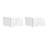 vidaXL Mesita de Noche de Pared 2 pcs Blanco Brillante, Sala, Escritorio Compacto, Almacenamiento en Pared, Estante Flotante, mesita Funcional, Organizador Moderno