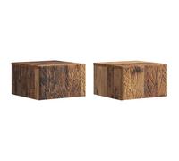 vidaXL Mesita de Noche de Pared 2 pcs Madera Envejecida, Sala, Escritorio Compacto, Almacenamiento en Pared, Estante Flotante, mesita Funcional, Organizador Moderno