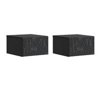 vidaXL Mesita de Noche de Pared 2 pcs Negro 49 x 34,5 x 20 cm, Sala, Escritorio Compacto, Almacenamiento en Pared, Estante Flotante, mesita Funcional, Organizador Moderno