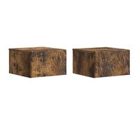vidaXL Mesita de Noche de Pared 2 pcs Roble Ahumado 49 x 34,5 x 20 cm, Sala, Escritorio Compacto, Almacenamiento en Pared, Estante Flotante, mesita Funcional, Organizador Moderno