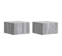 vidaXL Mesita de Noche de Pared 2 pcs Sonoma Gris 49 x 34,5 x 20 cm, Sala, Escritorio Compacto, Almacenamiento en Pared, Estante Flotante, mesita Funcional, Organizador Moderno