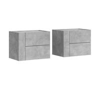 vidaXL Mesita de Noche de Pared 2 uds Color Gris hormigón 45x30x35 cm, Armario de almacenaje, Armario Colgante de Pared, Armario de almacenaje Flotante