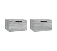 Vidaxl mesita de noche de pared 2 uds color gris sonoma 34x30x20 cm