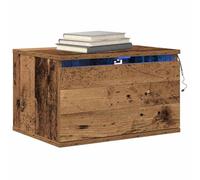 vidaXL Mesita de Noche de Pared 2 uds. Madera Vieja 50 x 36 x 30 cm | Estilo vintage en madera con detalles chulos, Tiene un cajón estándar y un montón de espacio en la superficie,
