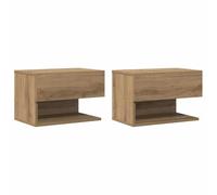 vidaXL Mesita de Noche de Pared 2 Unidades Roble artisian, mesita de Noche Flotante, mesilla de Noche, Armario, mesita de Noche, Muebles de Dormitorio