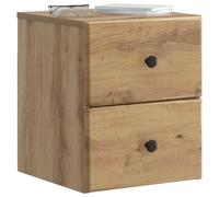 vidaXL Mesita de Noche de Pared con cajón 2 pcs Roble Artesanal, Mesita de Noche Amplia, Organizador Práctico para un Sueño Eficiente y Área de Cama Sin Desorden