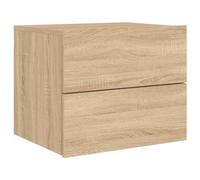 vidaXL Mesita de Noche de Pared con Luces LED, Mesa Auxiliar de Almacenaje, Armario Multimedia, Armario para Dormitorio Salón, Madera Roble Sonoma