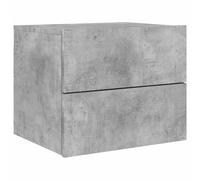 vidaXL Mesita de Noche de Pared con Luces LED, Mesa Auxiliar de Almacenaje, Armario Multimedia, Armario para Dormitorio Salón, Madera Gris Hormigón