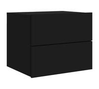 vidaXL Mesita de Noche de Pared con Luces LED, Mesa Auxiliar de Almacenaje, Armario Multimedia, Armario para Dormitorio Salón, Madera Negro