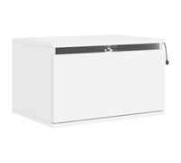 vidaXL Mesita de Noche de Pared con Luces LED, Mesa Auxiliar de Almacenaje, Armario Multimedia, Armario para Dormitorio Salón, Madera Blanco