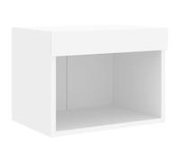 vidaXL Mesita de Noche de Pared con Luces LED, Mesa Auxiliar de Almacenaje, Soporte para Teléfono, Armario Mesilla para Dormitorio, Blanco