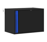 vidaXL Mesita de Noche de Pared con Luces LED Negro, mesita de Noche Flotante, mesita de Noche Flotante, Muebles de Dormitorio