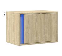 vidaXL Mesita de Noche de Pared con Luces LED Roble Sonoma, mesita de Noche Flotante, mesita de Noche Flotante, Muebles de Dormitorio