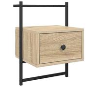 vidaXL Mesita de Noche de Pared, Mesilla Auxiliar con Almacenaje, Soporte para Teléfono, Mueble Flotante para Dormitorio, Roble Sonoma