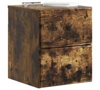 vidaXL Mesita de Noche de Pared Roble Ahumado 34,5 x 33 x 40 cm, Mesita de Noche Amplia, Organizador Práctico para un Sueño Eficiente y Área de Cama Sin Desorden