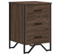 vidaXL Mesita de noche de roble marrón, madera de ingeniería, 40 x 41 x 60 cm, 3 cajones, dormitorio