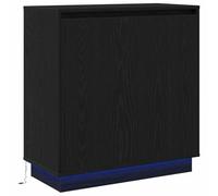 vidaXL Aparador luz LED Madera ingeniería Roble Negro 71x34,5x75 cm