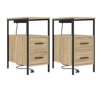 vidaXL Mesita de Noche - Diseño Moderno y Compacto Ahorrar Espacio en tu Cuarto, Viene con cajones útiles para Guardar Cosas.