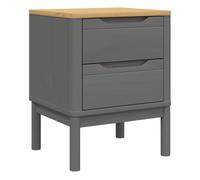 vidaXL Mesita de Noche Floro Madera Maciza de Pino Gris 45x39x57 cm, mesilla de Noche, Armario de Cama, Mesa Auxiliar para Dormitorio