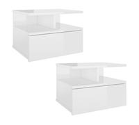 Mesita De Noche Flotante 2 Uds Madera Blanco Brillo 40x31x27 Cm Vidaxl