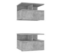 vidaXL 2X Mesitas Noche Flotantes Contrachapada Decoración Diseño Sencillo Elegantes Funcionales Prácticos Compactos Color Gris Hormigón 40x31x27cm