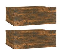 vidaXL Mesita de Noche Flotante 2 uds Madera Roble Ahumado 40x30x15cm