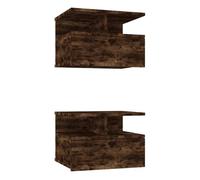 vidaXL 2X Mesita de Noche Flotante Mueble Cajón Auxiliar Dormitorio Armario Espacio Almacenamiento Decorativa Cama Hogar Madera Color Roble