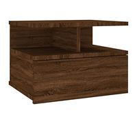 vidaXL Mesita de Noche Flotante Mueble Cajón Auxiliar Dormitorio Armario Espacio Almacenamiento Decorativa Cama Hogar Madera Marrón Roble