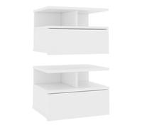 vidaXL 2X Mesitas Noche Flotante Contrachapada Mobiliario Hogar Decoración Diseño Sencillo Elegantes Funcionales Prácticos Compactos Blanca 40x31x27cm