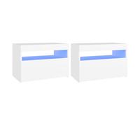 vidaXL Mesita de noche 2 unidades con luces LED contrachapada blanco 60x35x40 cm